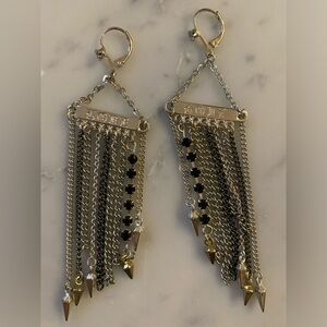 Silver & Black Dangly Earrings